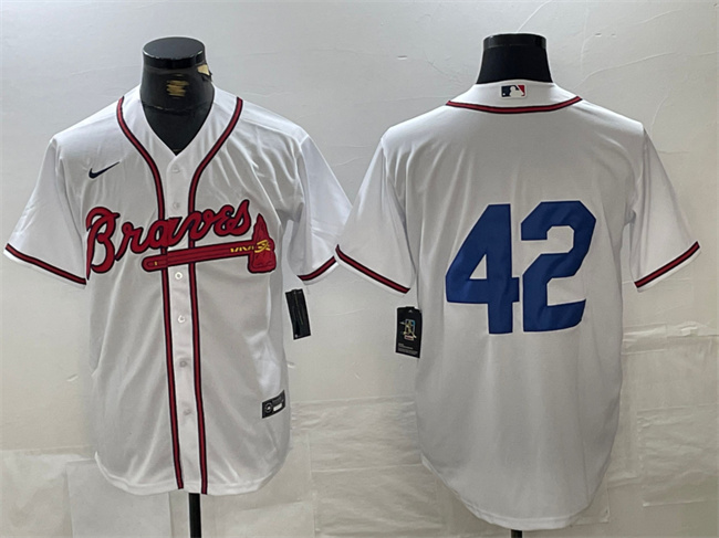 Men's Atlanta Braves #42 Jackie Robinson White Cool Base Stitched Baseball Jersey Men's Atlanta Braves #42 Jackie Robinson White Cool Base Stitched Baseball Jersey